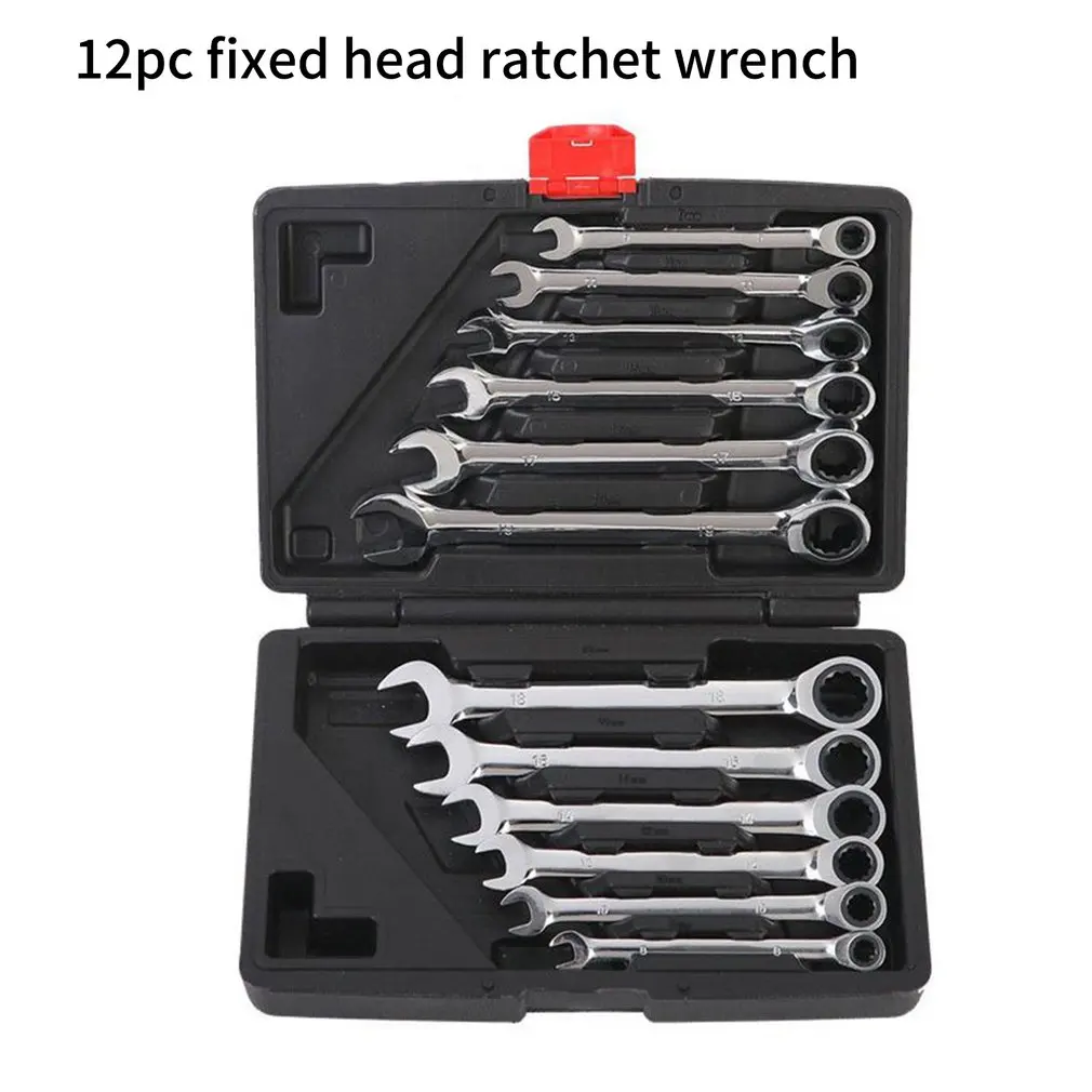 

12pcs Combination Suit Professional Vehicle Maintenance Tools 8-19mm Hand Tools Fixed Head Ratchet Wrench