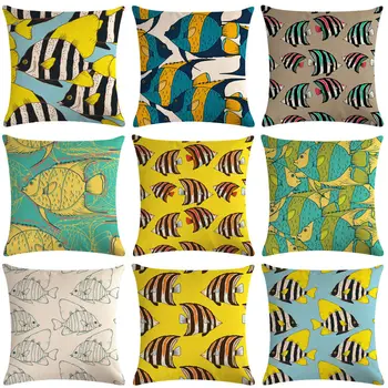 

1 Pcs Tropical Fish Pattern Cotton Linen Throw Pillow Cushion Cover Car Home Sofa Bed Decorative Pillowcase Funda Cojin 40647