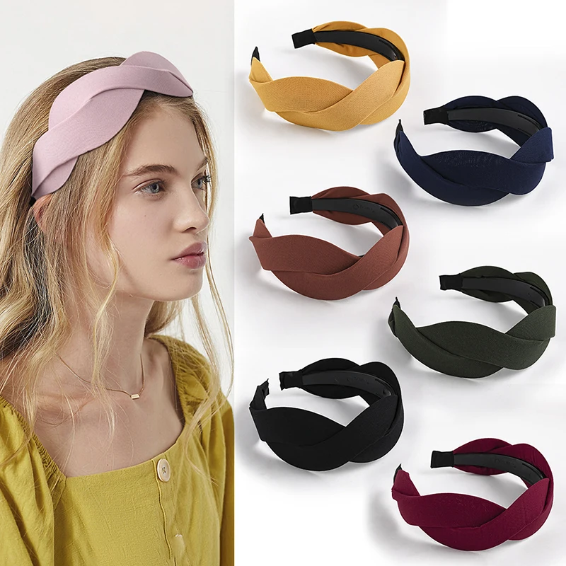 

Fashion Wave Shape Cross Weave Twist Hairband Women Wide Hair Head Hoop Simple Sweet Girls Hair Headband Hair Accessories