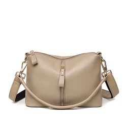 Luxury Women's Genuine Leather Shoulder Tote - Casual High - Quality Handbag in Natural Cowskin (Khaki)