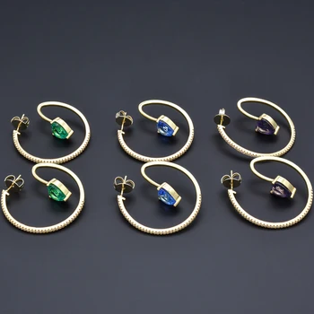 

Letter G's sterling silver stud earrings inlaid with colored zircon ear jewelry for women's jewelry