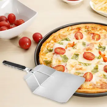 

New Arrivals 1pcs Foldable Stainless Steel Pizza Shovel Square Safety Transfer Cake Shovels Baking Tools