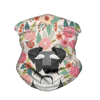 

WHEREISART Schnauzer florals Portrait Dog Design Unisex Tube Magic Scarfs High Elastic Neck Gaiter Bandanas