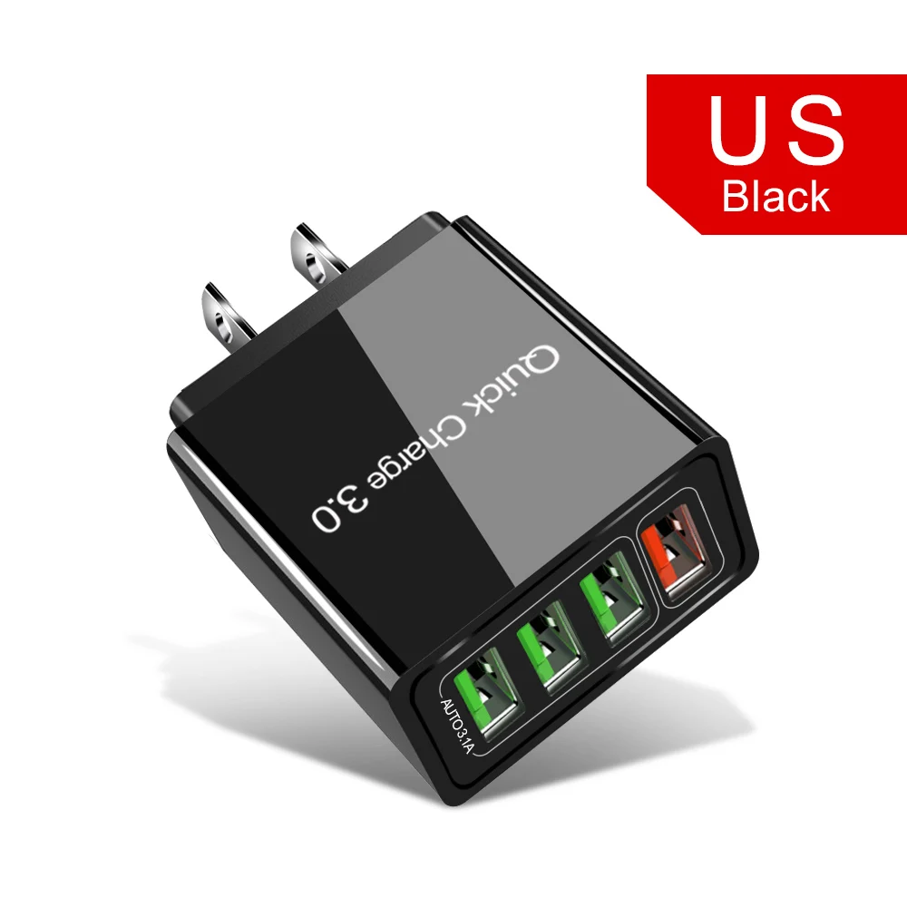 48W Quick Charge 4.0 3.0 4 Port USB Charger USB Fast Charger QC4.0 QC3.0 For Samsung S10 A50 Xiaomi Mi9 iPhone X 7 Wall Adapter usb c 5v 3a Chargers