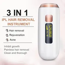 3 в 1 IPL лазерный эпилятор, перманентное устройство для удаления волос с ЖК-дисплеем, омоложение, средство для удаления волос от акне, 500000 вспышек, депилятор