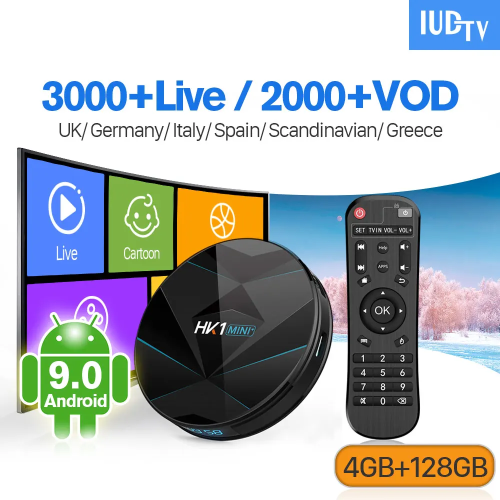 

HK1 Mini+ IPTV France UK Android 9.0 Smart IUDTV IPTV Box 1 Year Code BT 4.0 4G 128G RK3318 IPTV Holland Belgium Turkey IP TV