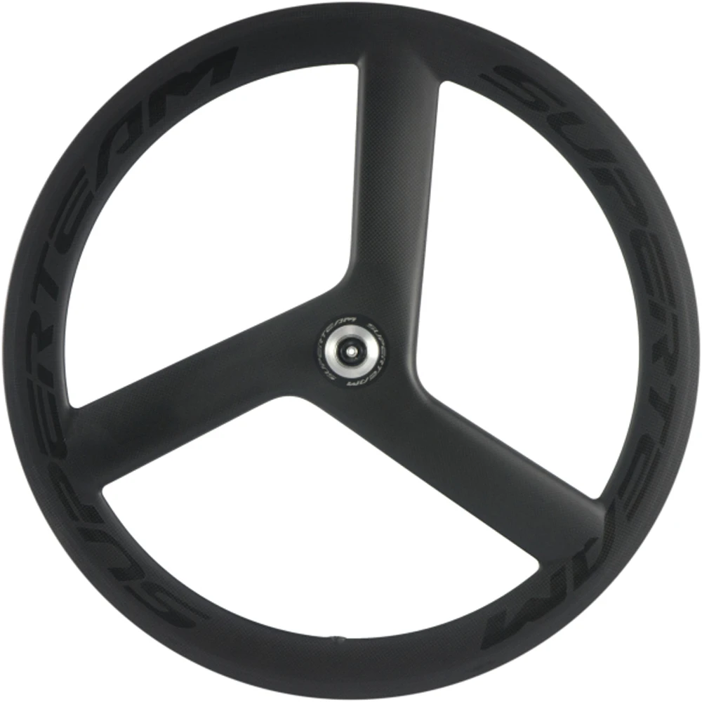 SUPERTEAM 56mm Tri Spoke Wheels Clincher Carbon Wheelset Road Bike 700C Wheels 3 Spoke Wheel