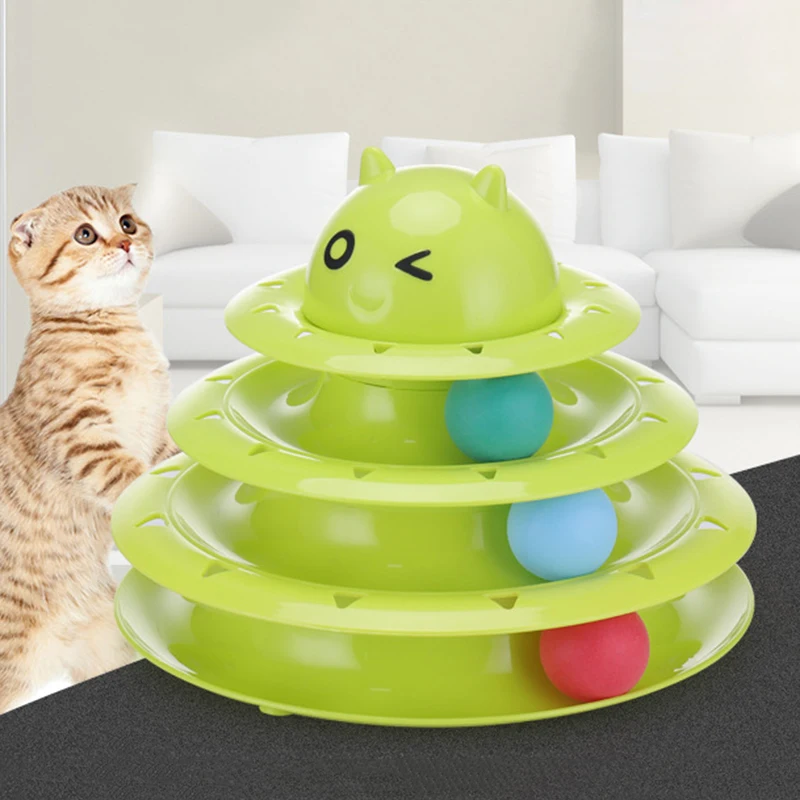 1 × котенок кот игрушки 3 уровня Кот Игрушка башня с подарками смешной игровой мяч 3 цвета