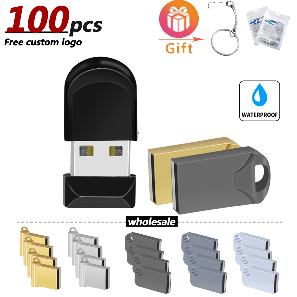 Флеш-накопитель USB 100 шт./лот 100% дюйма 64/32/16/8/4 ГБ | Компьютеры и офис