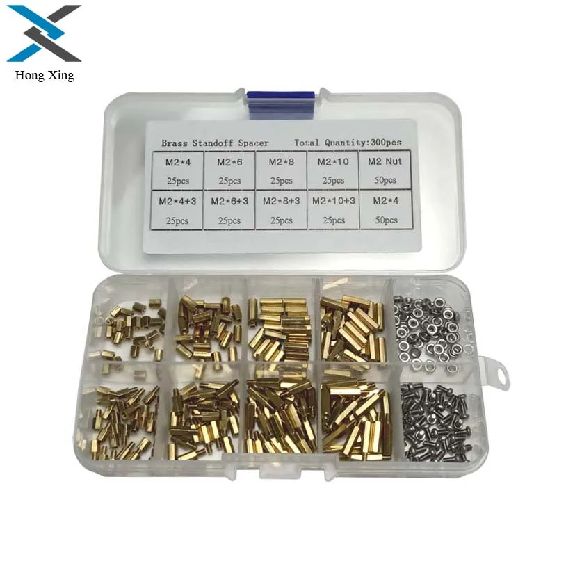 300Pcs/M2 PCB Threaded Female Brass Standoff Spacer Board Hex Screws Nut Assortment Box kit set | Обустройство дома