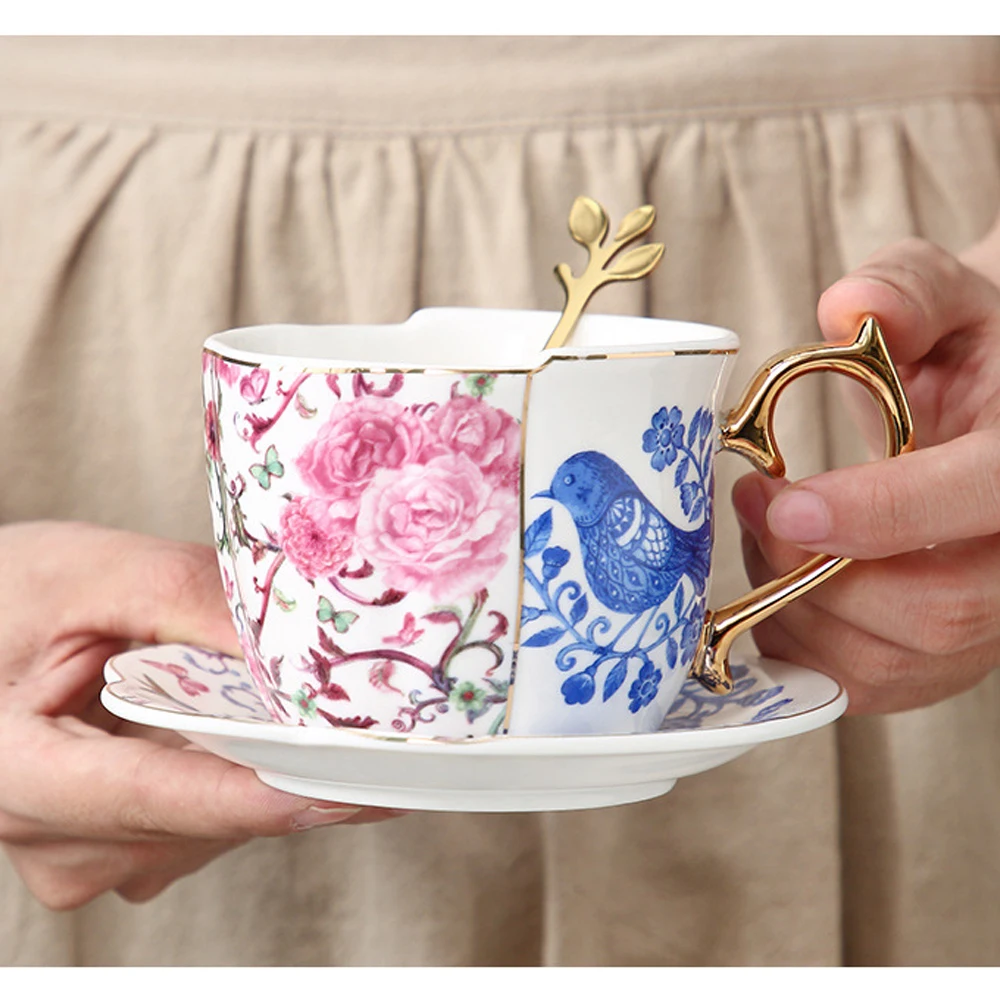 MUZITY набор керамических чайных чашек неправильной формы фарфоровая кофейная чашка с блюдцем с золотой ложкой 250 мл