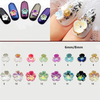 

50pcs Shell Style Colorful Flowers 3D Nail Art Decorations DIY Beads Metal Rivet Jewelry Fashion Manicure Accessories