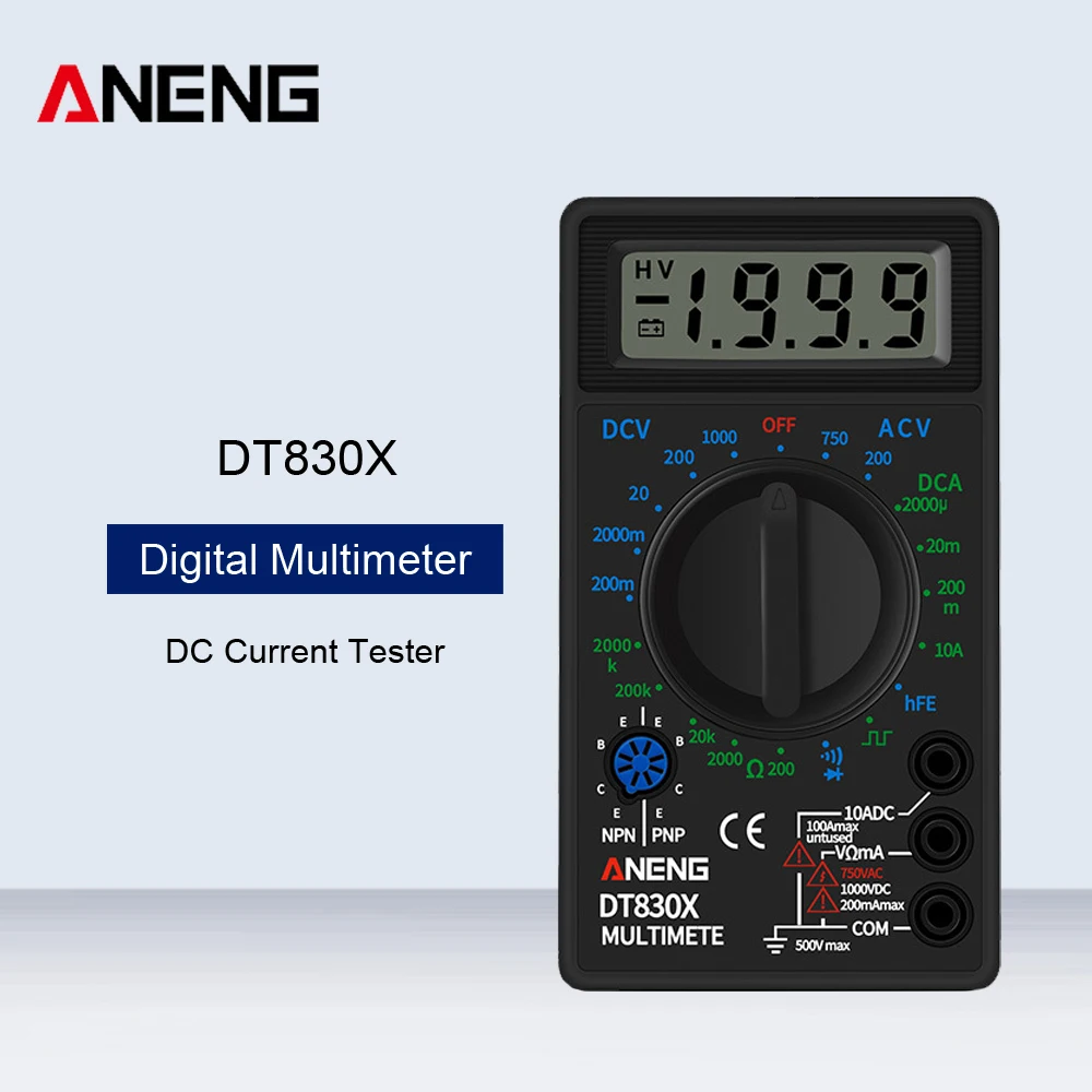 ANENG DT830X ЖК-дисплей Цифровой мультиметр Вольтметр Амперметр Омметр DC ток тест er ручной звуковой сигнал неисправности тестовая Машина