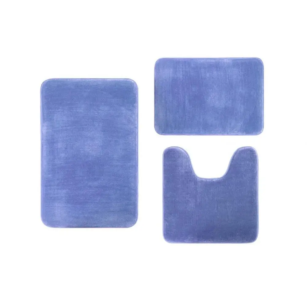 Blue Grey 3 шт./компл. многоразовые из бархата кораллового цвета с эффектом памяти «Коттон мемори» коврик Аксессуары для ванной комнаты абсорбирующий нескользящий ковер Водонепроницаемый колодки Мода коврик& xs - Цвет: Blue Grey