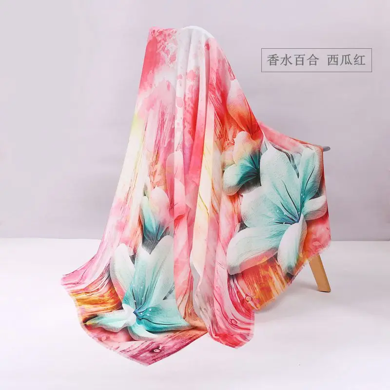 Женский шерстяной шарф со стразами, шаль для зимы 180*70 см - Цвет: Watermelon Lily