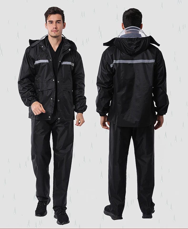 Мужской водонепроницаемый мотоциклетный дождевик, комплект для взрослых, светоотражающий дождевик, пальто, брючный костюм, качественная походная непромокаемая одежда