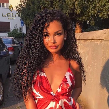 

WEILAI Curly Synthetic Lace Front Wig Bob Short Loose Curly Hair Daily Cosplay Classical Hairstyle for African Black Women