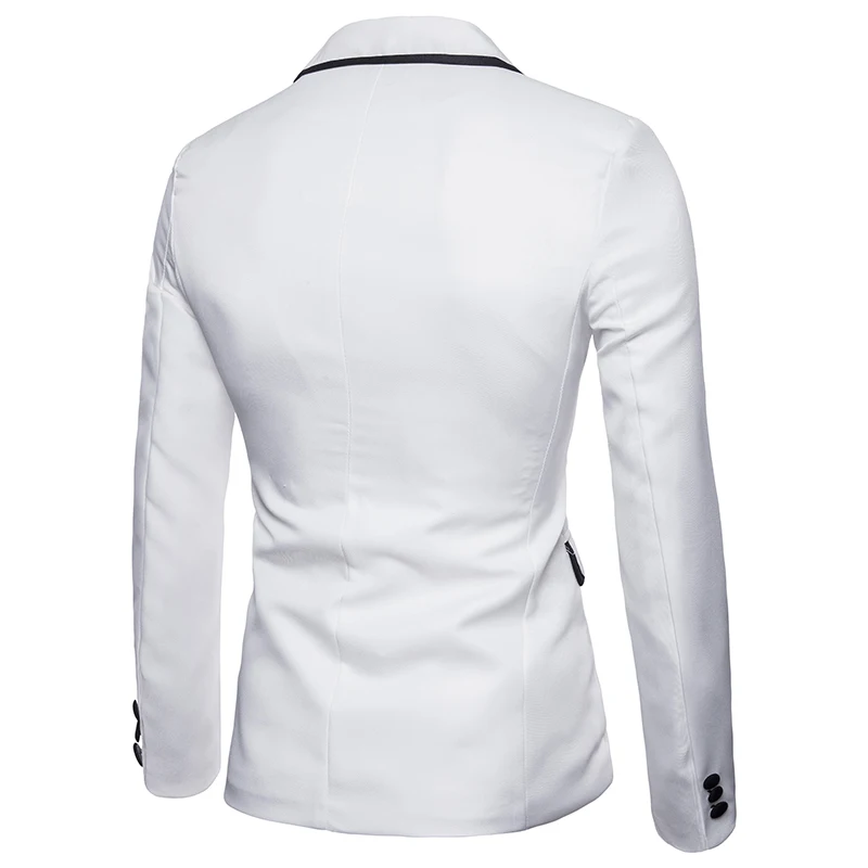 Черный, белый блейзер Masculino Slim Fit модный, застегивающийся на одну пуговицу мужской блейзер пальто осенняя мужская пуговица с длинными рукавами костюм куртки