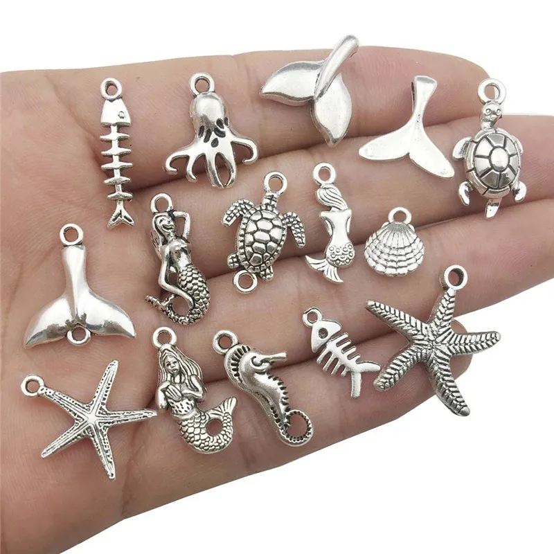 Colgantes de aleación de Metal para fabricación de de animales de aleatoria, pescado, caballito de mar, de mar, collar, hallazgos de pulsera, 20 piezas _ - AliExpress Mobile