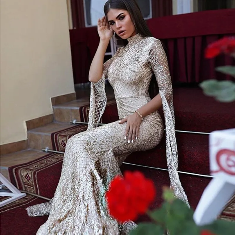 Justchicc труба блесток женское платье vestido de festa осеннее Винтажное с длинным рукавом элегантное облегающее Макси платье женские платья