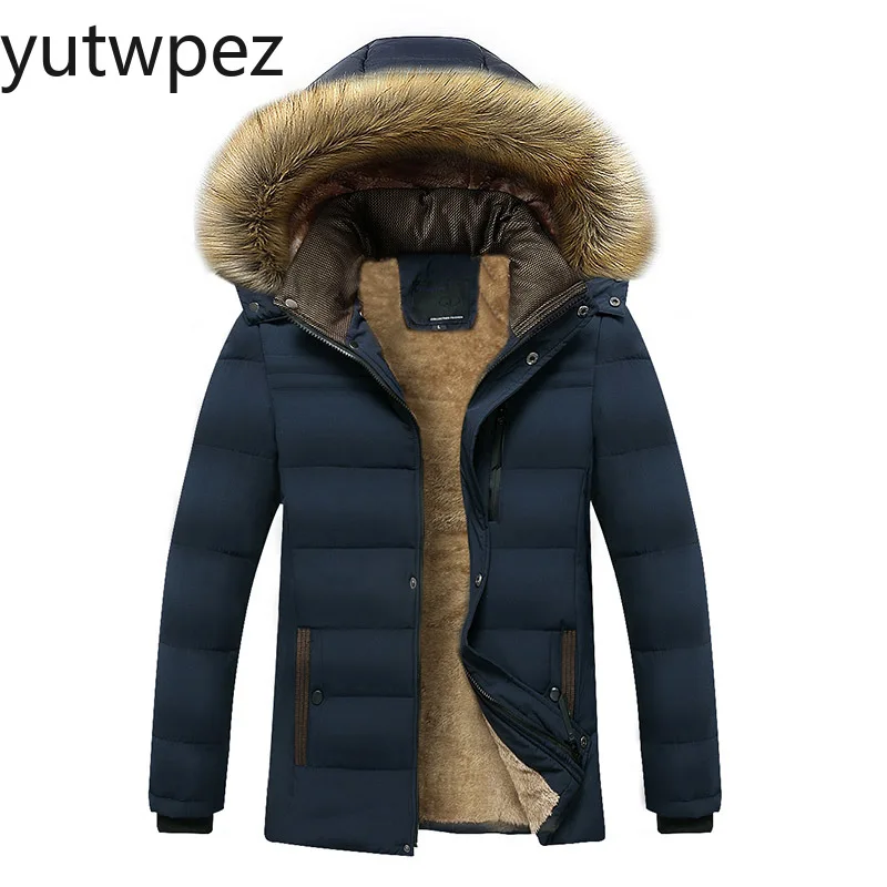 -30°C Winter New Warm Thick Fleece Parkas Men Waterproof Hooded Fur Collar Parka Jacket Coat Men Fashion Casual Parkas Men 2021 waterproof parka Parkas