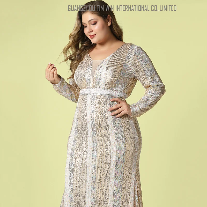 Fashion Toleen Sequin Dresses For Women Autumn Stripe Long Sleeve Gold Dress Women Plus Size Party Dress Sukienka Cekiny