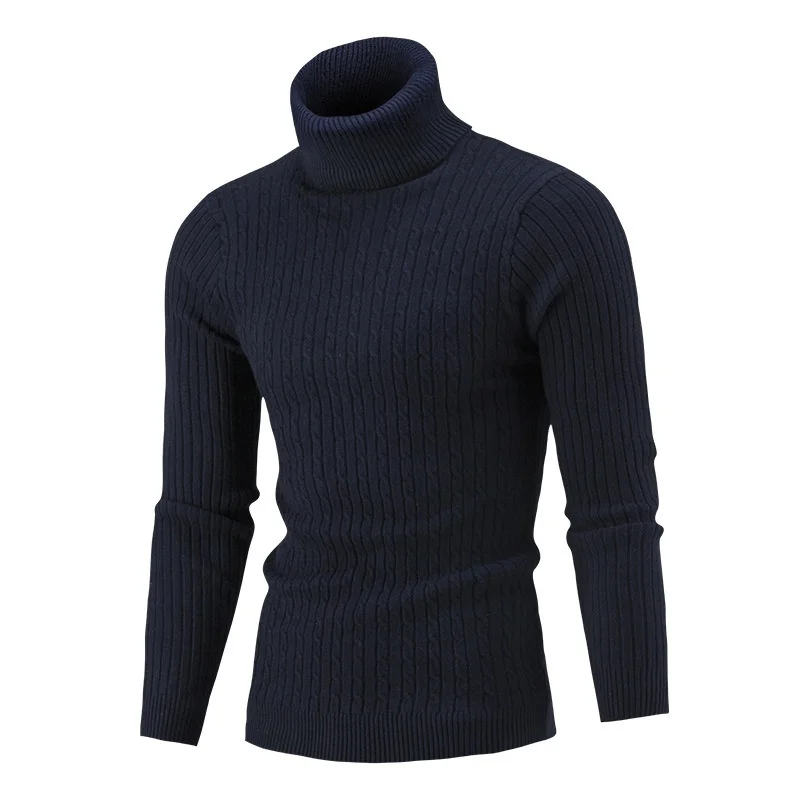 Men's Solid Casual Long Sleeve Turtleneck Sweater Knitted Ribbed Slim Fit Pullover Thermal Sweater high neck sweater men Sweaters