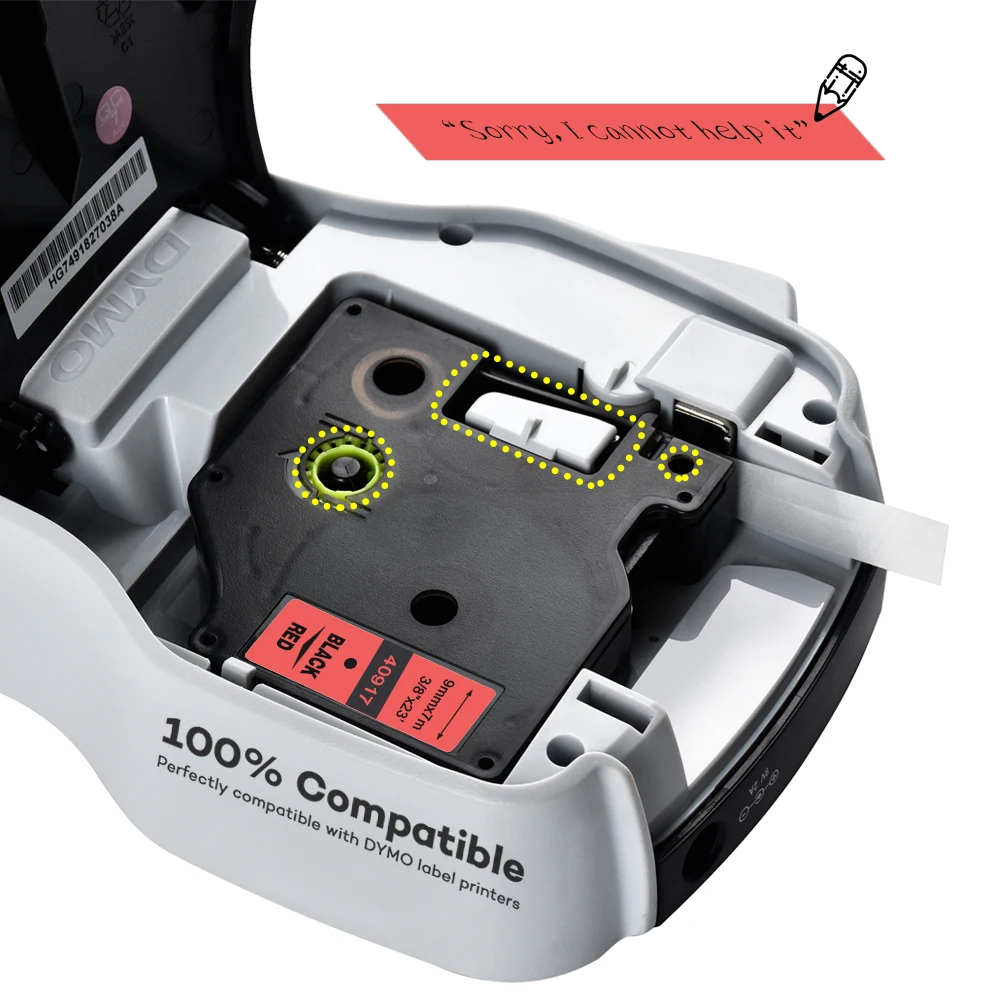 Dymo-d1 9mm 40917 검정색 빨간색 라벨 테이프 리본 호환 Dymo D1 라벨 프린터, Dymo LM160 LM280
