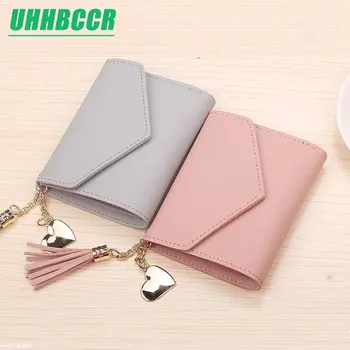 

2020 Fashion Tassel Women Wallet for Credit Cards Small Luxury Brand Leather Short Womens Wallets and Purses Carteira Feminina