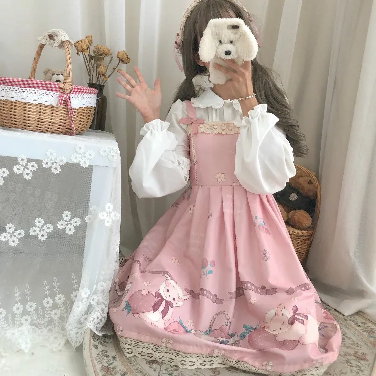 Лолита косплей милые каваи клубника кошка Ло JSK платье японская мягкая Лолита косплей сладкий милый каваи девушка JSK