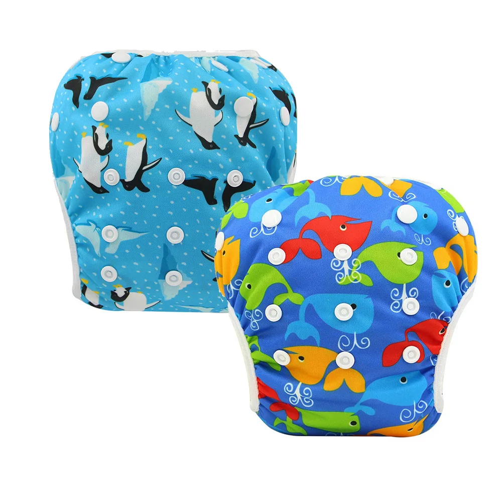 4070 Ohbabyka/Новые подгузники для купания, 2 шт., многоразовые моющиеся подгузники, регулируемый размер для детей 0-3 лет, детские подгузники для купания, детские подарки - Цвет: 4070