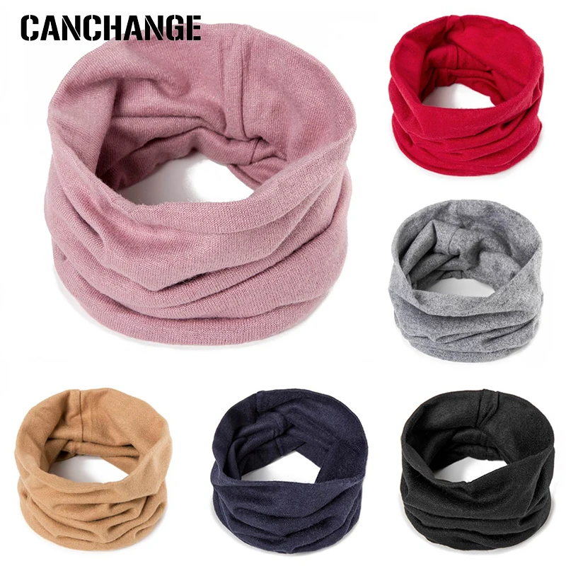 

CANCHANGE Simple Design Soft Scarf Winter Autumn O Scarf For Women Solid Pure Color Ring Scarves Neck Accessories Women's Gift