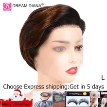 DreamDiana, Омбре, 13x4, парик на кружеве, Омбре, прямой Боб, парик на кружеве, Реми, бразильский кружевной парик, 8 дюймов, человеческие волосы, парики с низким коэффициентом