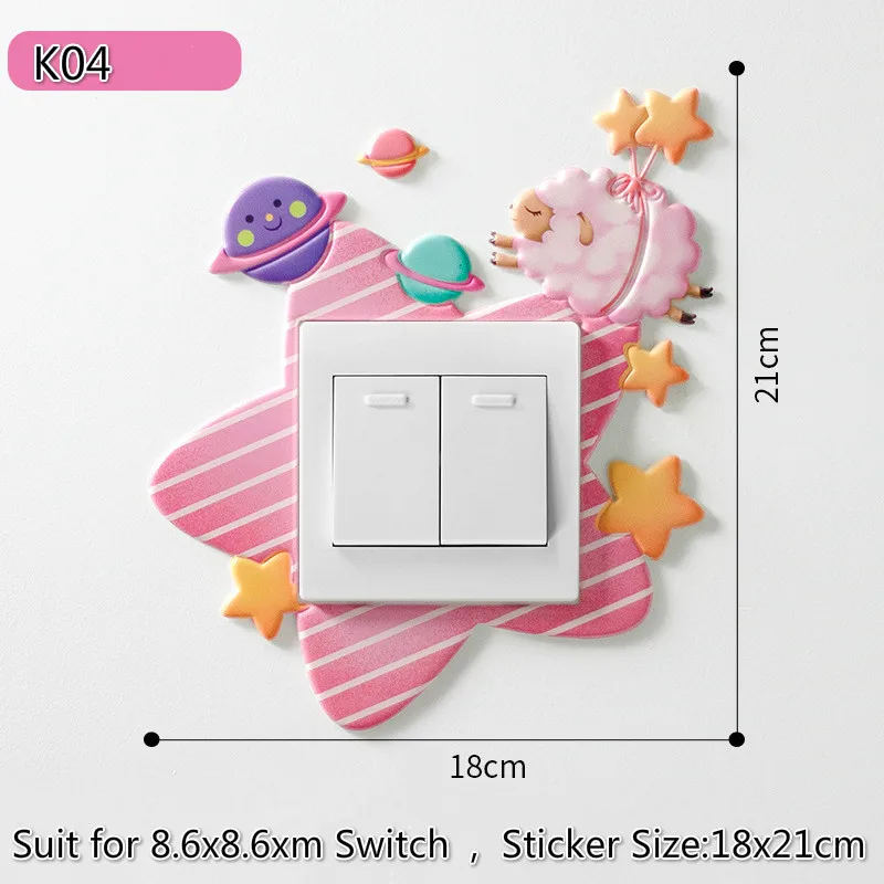 K04 18x21 cm Светящийся светильник, прекрасный переключатель, настенный стикер, настенный, силиконовый, ВКЛ-ВЫКЛ, для 8,6x8,6 см, переключатель, животное, единорог, крышка, мультяшная комната - Цвет: K04 18x21 cm