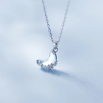 

MloveAcc Crescent Moon Pendant Necklace for Women CZ Crystal Moon Pendant 925 Sterling Silver Necklace Jewelry