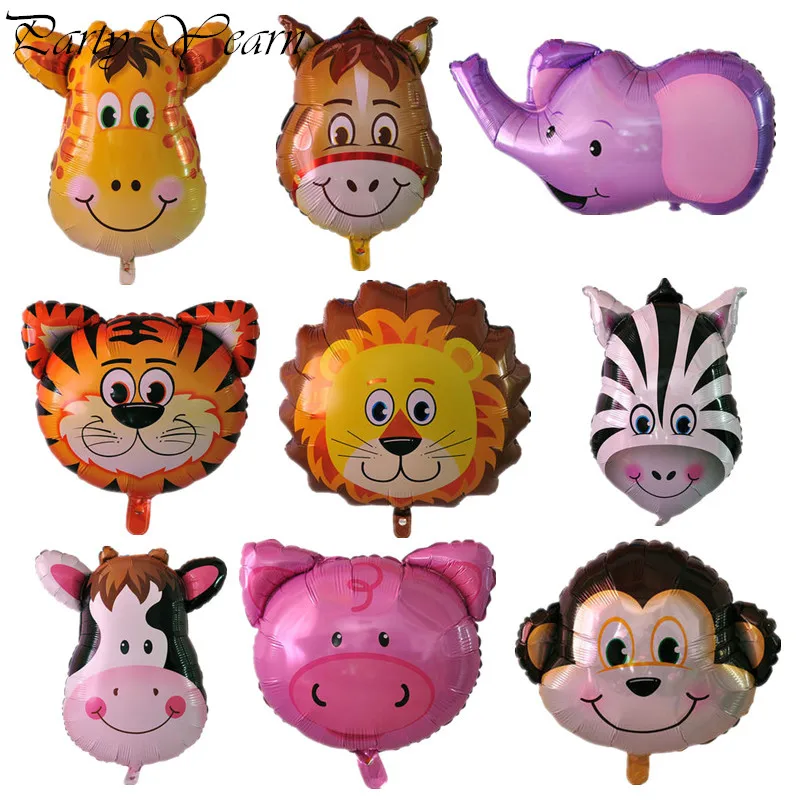 

1pcs 66*46cm Animal Head Balloon monkey Lion Zebra Pig Cow Kangaroo Foil Balloons Birthday Party Decor Safari Zoo Balls Kid Toy