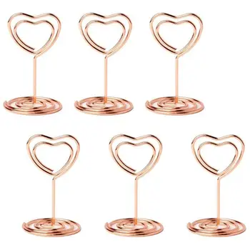 

20pcs Mini Place Card Holders Table Number Stands Table Card Holder Wire Table Picture Photo Holder with Heart Shape Menu Memo C