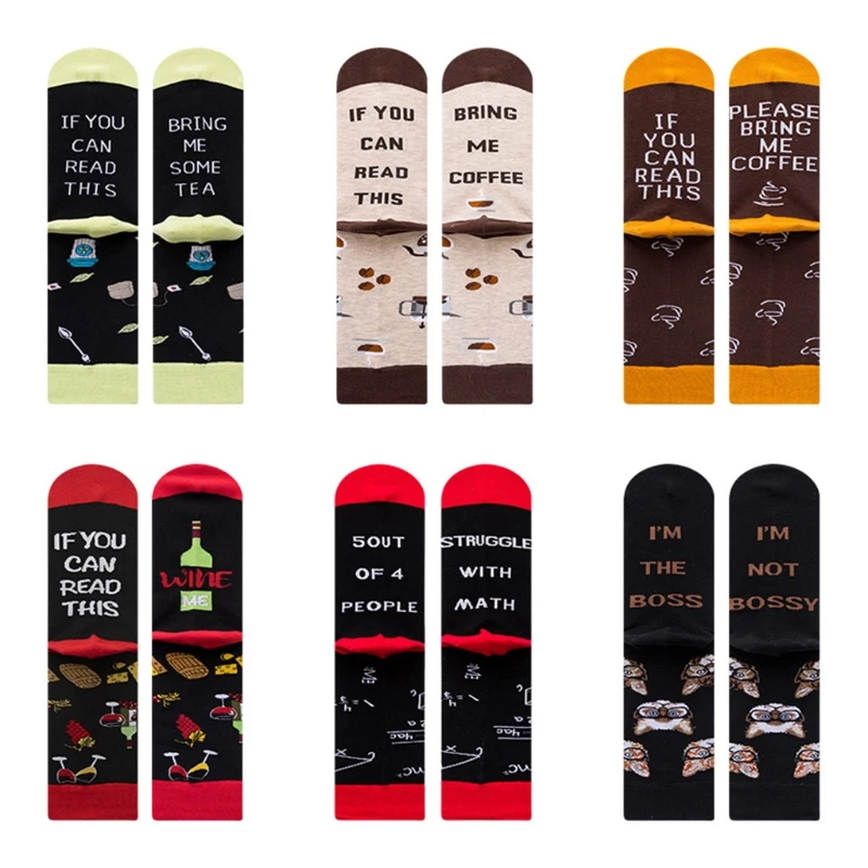 

Adult Funny Saying Letters Long Crew Socks If You Can Read This Coffee Stockings