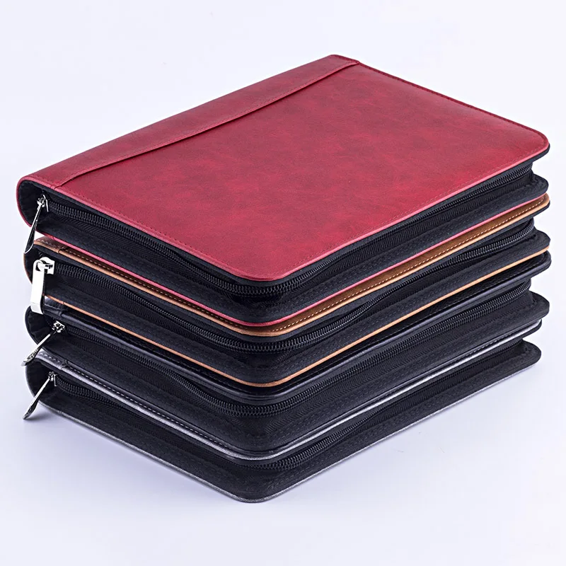 

A5 Padfolio File Folder Document with Calculator Zipper Fichario Binder Notebook Briefcase Executive Spiral Travel Note Book
