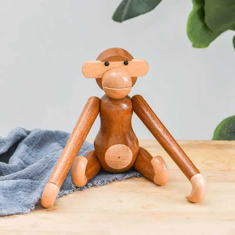 

Nordic Style Danmark Wooden Animal Figurines Wood Monkey Figures Home Decor Ornaments Crafts