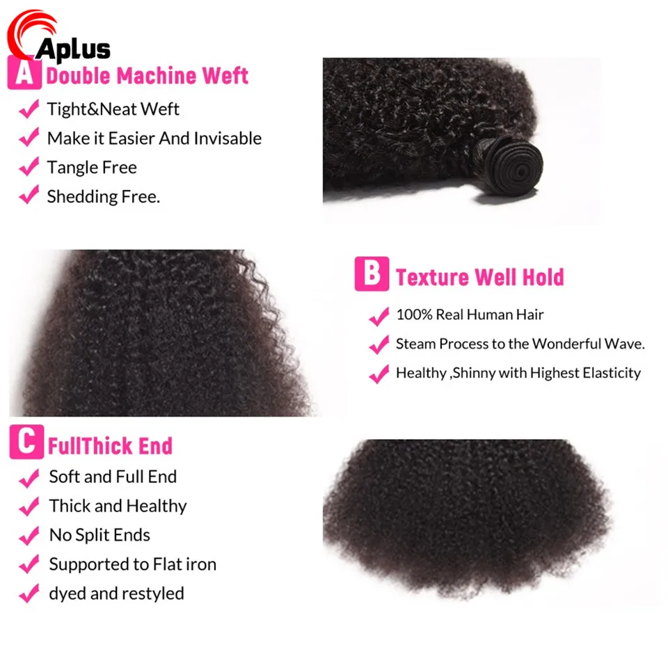 Afro Kinky Curly Bundles Human Hair Extensions Human Hair Bundles Mongolian Kinky Curly Hair Bundles Extension Remy 3 bundles Deal Human Hair For Women