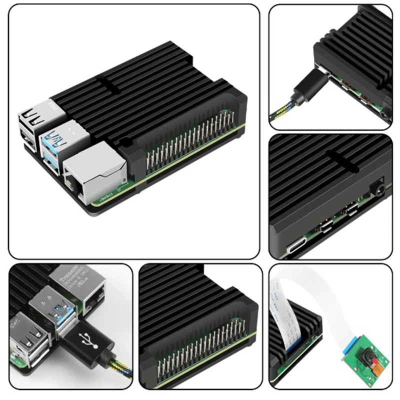 Для Raspberry Pi 4 Модель B Алюминиевый Чехол, пассивное охлаждение Алюминиевый сплав защитный корпус металлический корпус для Raspberry Pi 4 Mod