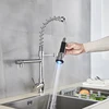 Kitchen Faucet Brushed LED Light Pull-down spring Kitchen Mixer with Hot Cold Water Single Handle Swivel Spout Handheld Head ► Photo 3/6