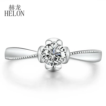 

HELON Prong 0.4ct Round 4.5mm Moissanite Ring Sterling Silver Engagement Wedding Fine Jewelry Lab Grown Moissanite Diamond Ring