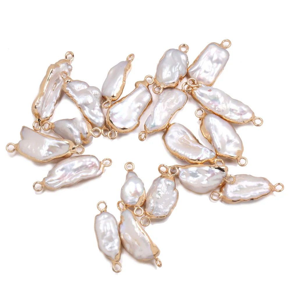 

Natural Freshwater Pearl Pendant irregular shape Double hole connector Pendants for Jewelry Making DIY Necklaces Accessories