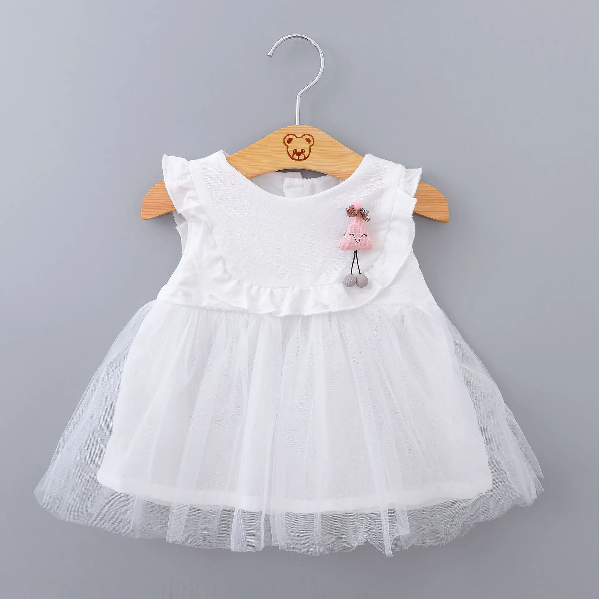 White Two Для новорожденных платье принцессы Летняя одежда для маленьких девочек в возрасте 1 года Платья для праздников и дней рождения без рукавов Кружевное платье с цветочным рисунком для маленьких девочек, костюм - Цвет: White Two