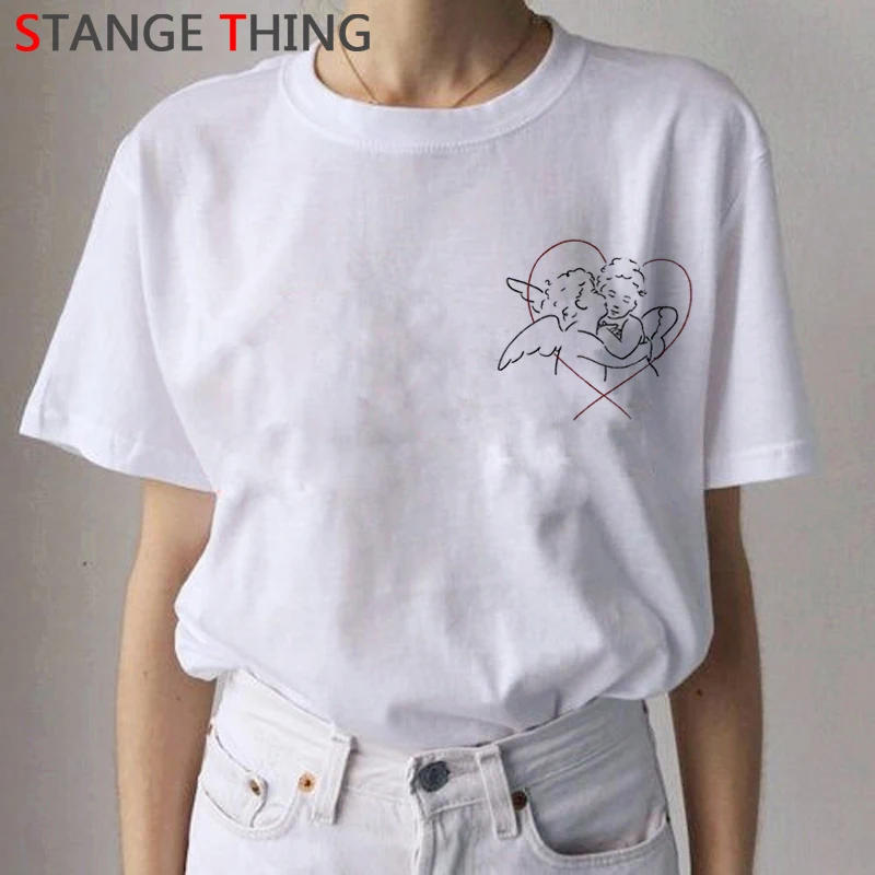 Angel Harajuku эстетические футболки для женщин Ullzang Grunge Винтажная Футболка модная забавная футболка с героями мультфильмов корейский стиль футболки женские