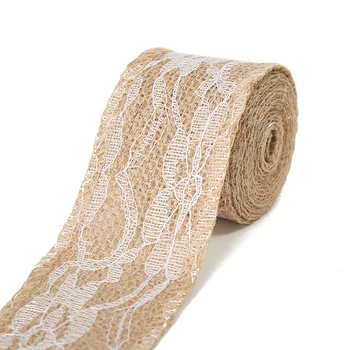 

Natural Burlap Lace Craft Ribbon Roll 2 Yards DIY Handmade Crafts Lace Wedding Favor Decoration free shipping