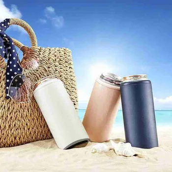 

12 oz Stainless Steel Cooling Tank Thermos Insulated Vacuum Beer Cooler Double Wall Skinny Can Cooler