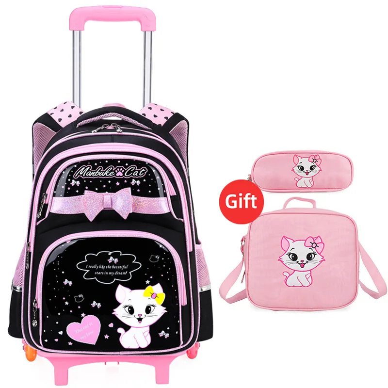 Mochilas escolares con ruedas para niños y niñas, morral de dibujos animados para adolescentes, bolso con ruedas para equipaje de viaje AliExpress Maletas bolsas